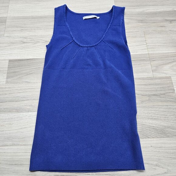 Old Navy Womens Blue Sweater Tank Medium Y2K Ribbed Blouse - Picture 2 of 5